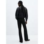 Damen Neue schwarze Leder Bomberjacke
