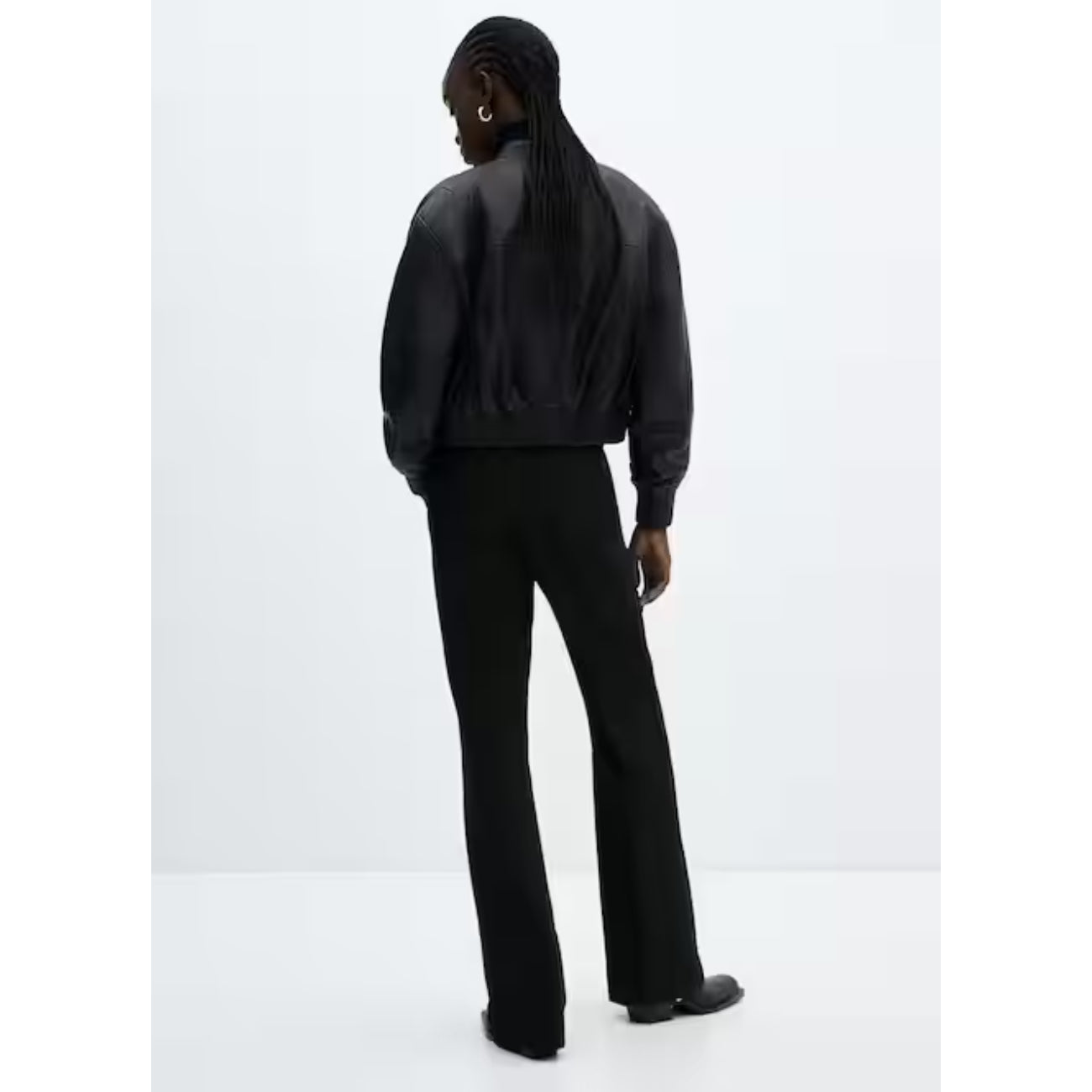 Damen Neue schwarze Leder Bomberjacke