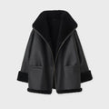 Damen B3 RAF Pilotenjacke aus schwarzem Shearling-Lammfell