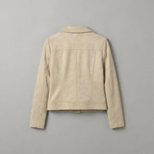 Laden Sie das Bild in den Galerie-Viewer, Women's Beige Suede Moto Jacket
