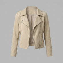 Laden Sie das Bild in den Galerie-Viewer, Women's Beige Suede Moto Jacket
