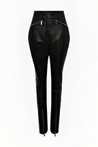 Damen Bikerhose aus schwarzem Leder