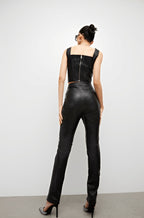 Damen Bikerhose aus schwarzem Leder