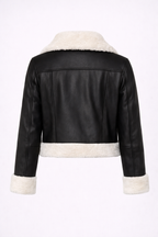 Women's Black Leather & White Shearling Jacket