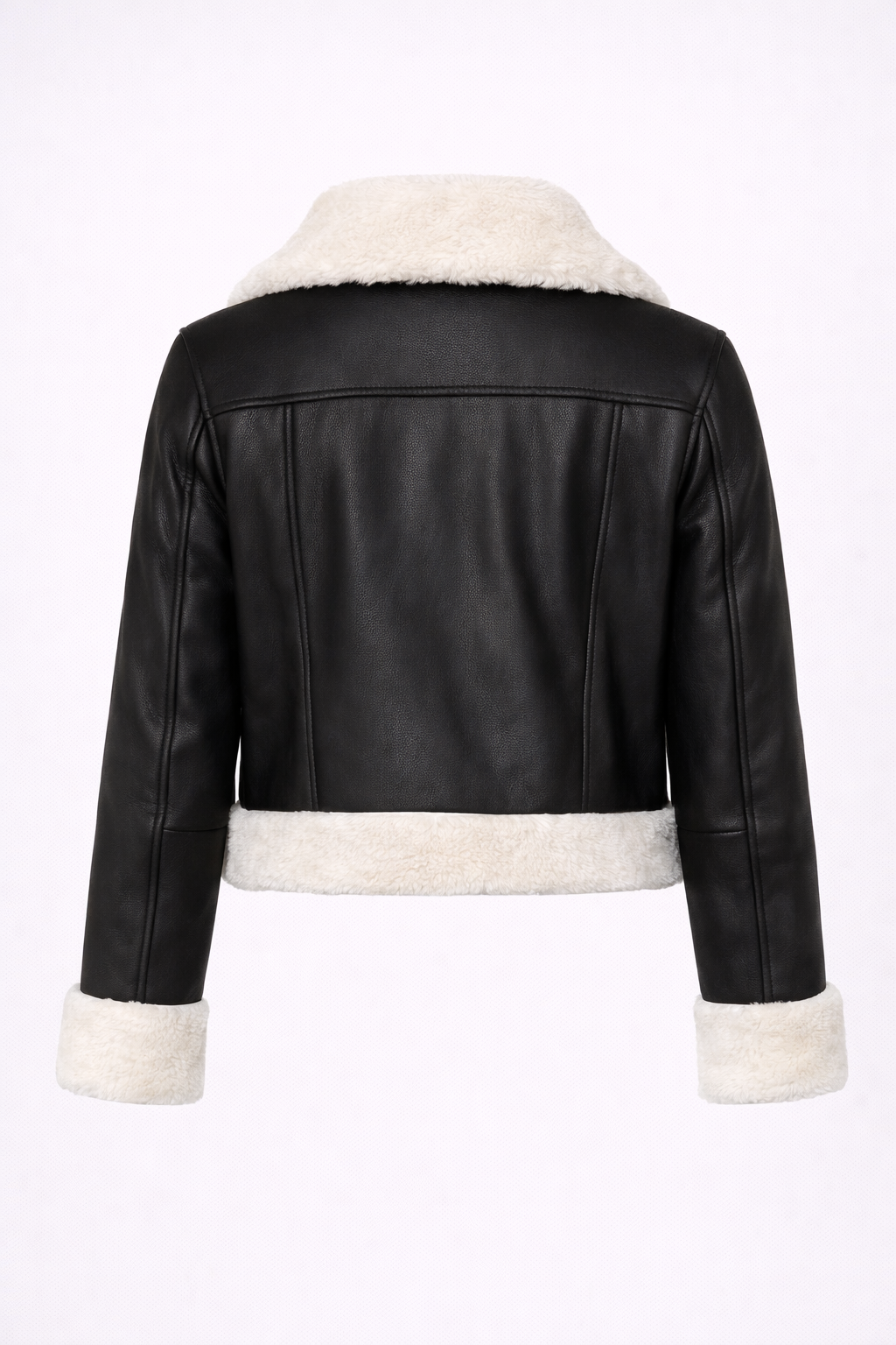 Women's Black Leather & White Shearling Jacket