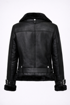 Women's Black Shearling Aviator Jacket