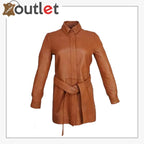 Women's Brown Leather Dress Shirt