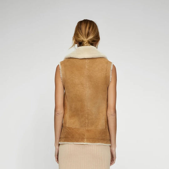 Women’s Brown Sheepskin Shearling Leather Vest