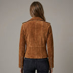 Women's Brown Suede Biker Jacket