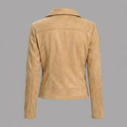 Women's Camel Suede Biker Jacket