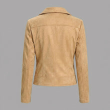 Load image into Gallery viewer, Women's Camel Suede Biker Jacket
