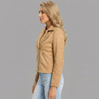 Women's Camel Suede Biker Jacket