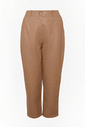 Damenklassiker beigefarbene Lederhose