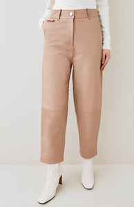 Women's Classic Beige Leather Pants