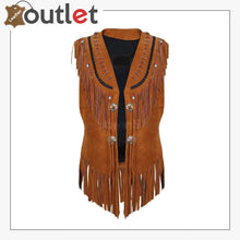 Load image into Gallery viewer, Women&#39;s Fringes Leather Vest
