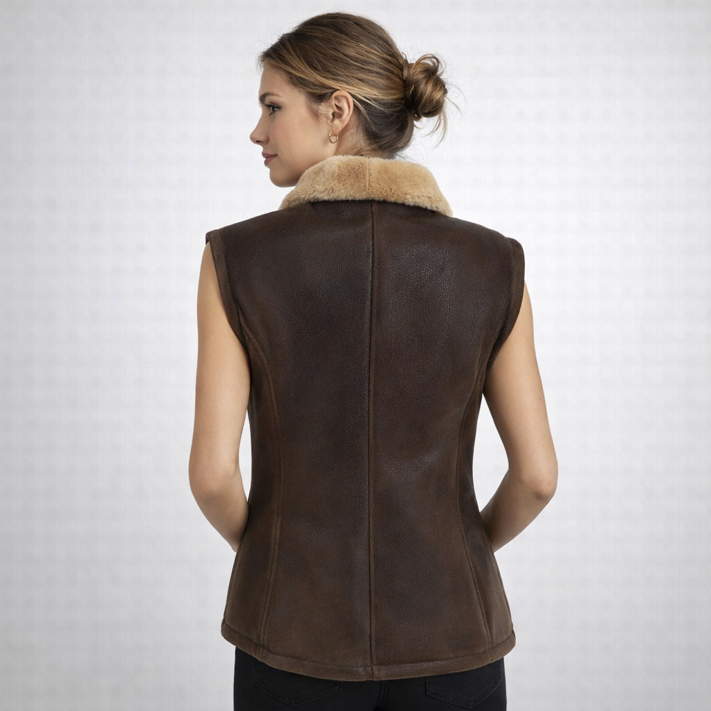 Women's Leather Shearling Vest