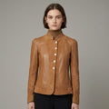 Women's Suede & Leather Single-Breasted Jacket