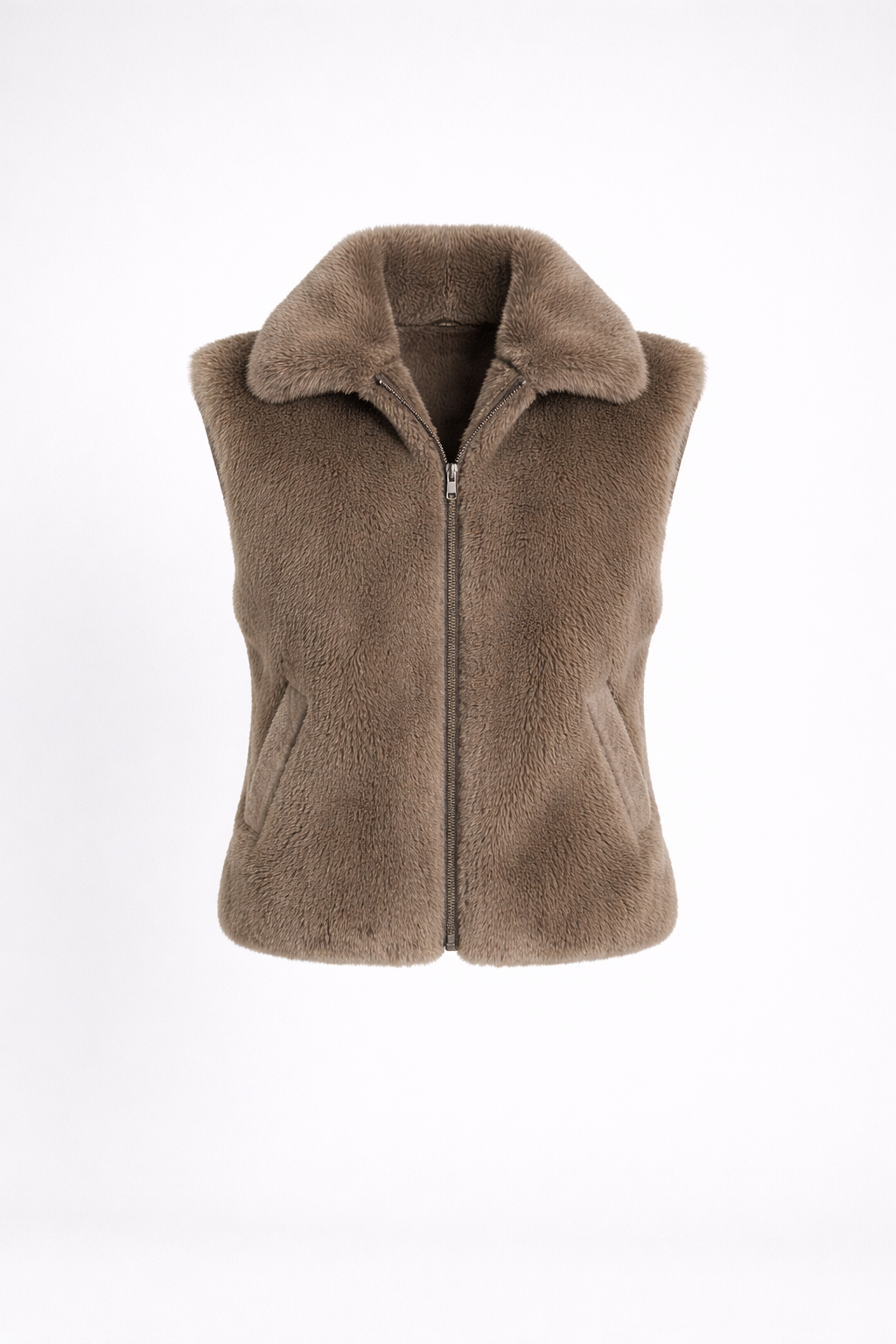 Women's Beige Shearling Fur Vest