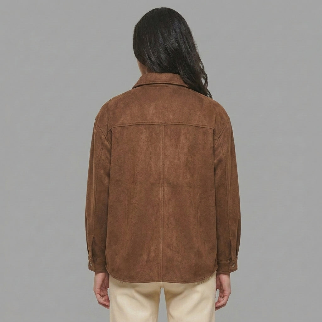 Women's Brown Suede Shacket