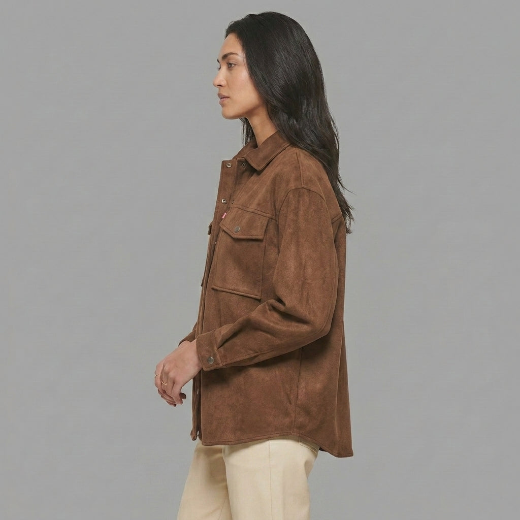 Women's Brown Suede Shacket