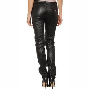 Sleek Skinny Straight-Leg Leather Pants