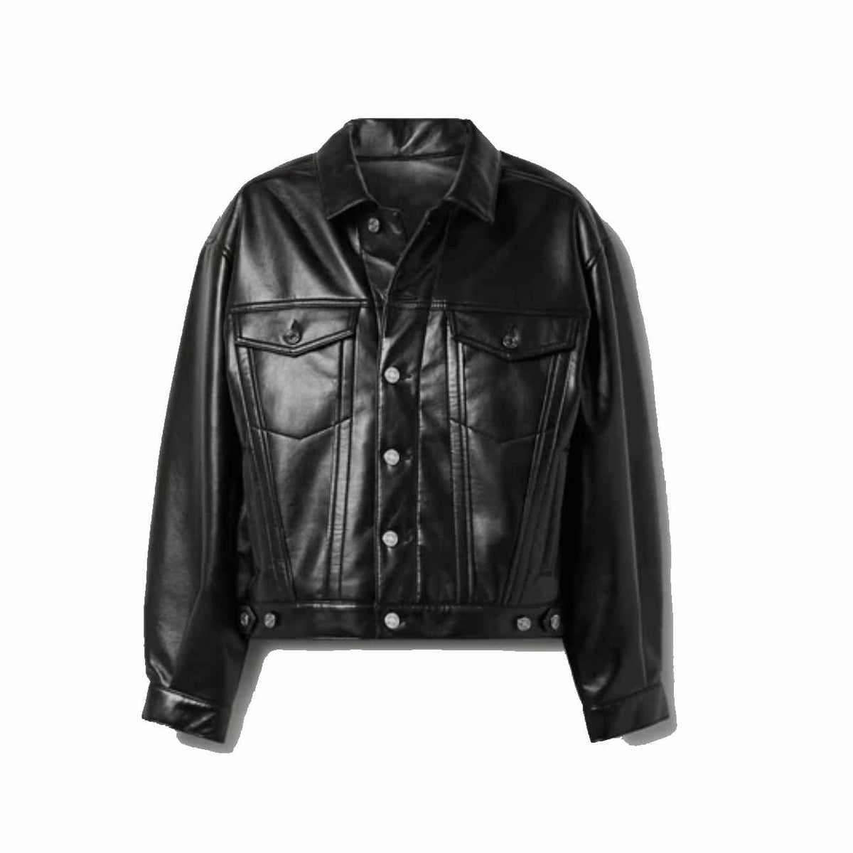 Damen-Shirt aus schwarzem Leder