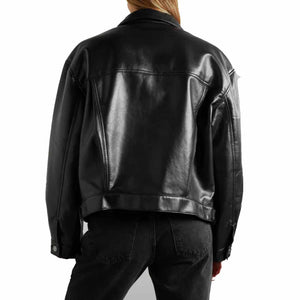 Womens Black Leather Shirt