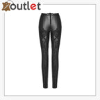 Damen Gothic Leggings Schwarze Lederhose