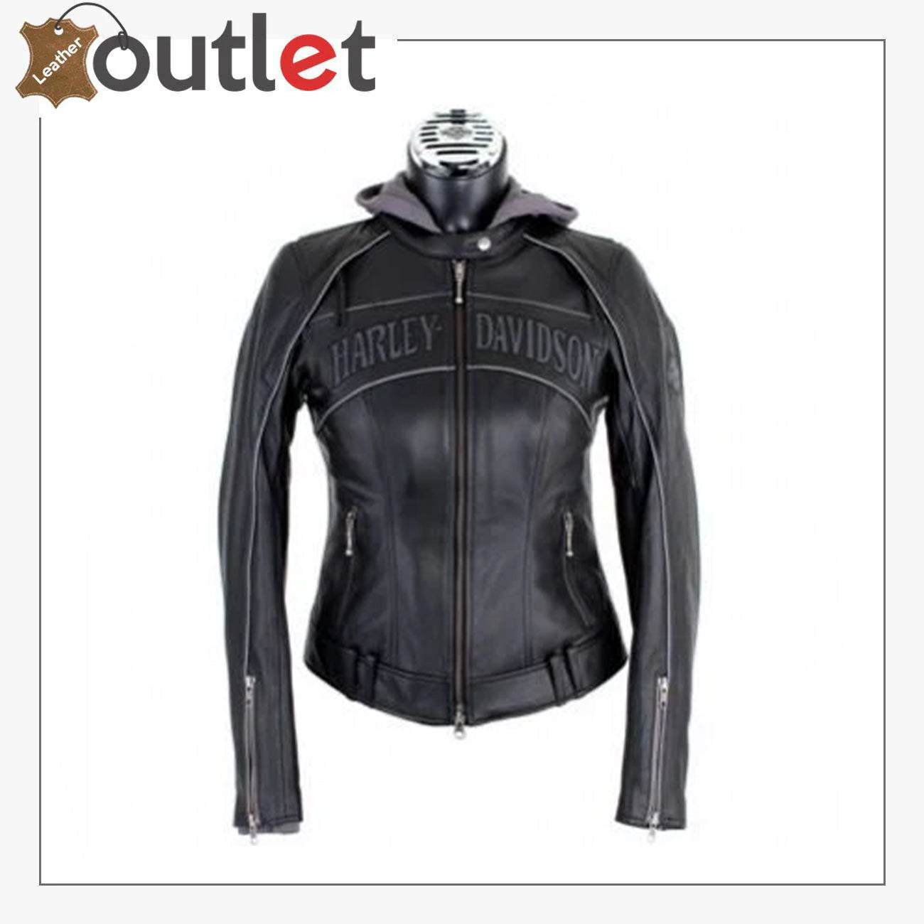 Damen H-D Kapuzenlederjacke
