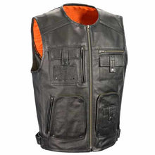 Load image into Gallery viewer, Zipper Front Black Motorcycle Vest
