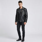 Men's Black Leather Moto Jacket