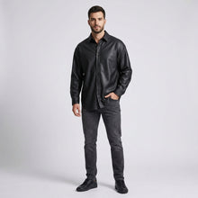 Laden Sie das Bild in den Galerie-Viewer, Men’s Genuine Lambskin Leather Shirt – Premium Slim Fit Leather Shirt
