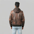 Men's Brown Motorcycle Bomber Leather Jacket