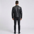 Men's Black Leather Moto Jacket