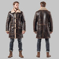 Heritage Dunkelbrauner Shearling-Langmantel