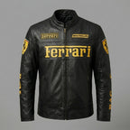 Men’s Ferrari-Inspired Leather Racing Jacket – Real Leather Biker Style