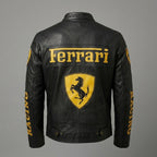 Men’s Ferrari-Inspired Leather Racing Jacket – Real Leather Biker Style