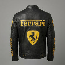 Laden Sie das Bild in den Galerie-Viewer, Herren-Leder-Rennjacke im Ferrari-Stil – Bikerjacke aus Echtleder
