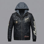 Herren Bikerjacke im Indianer-Stil aus Leder – Kapuzen-Lederbomberjacke