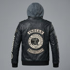 Herren Bikerjacke im Indianer-Stil aus Leder – Kapuzen-Lederbomberjacke