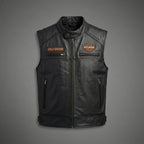 Men’s Harley-Style Leather Roadster Vest – Premium Black Top-Grain