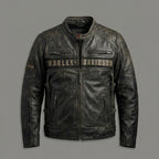 Herren Distressed Leder Bikerjacke – Harley Davidson Vintage Racing Moto Stil