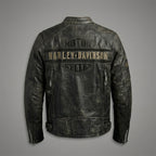 Herren Distressed Leder Bikerjacke – Harley Davidson Vintage Racing Moto Stil
