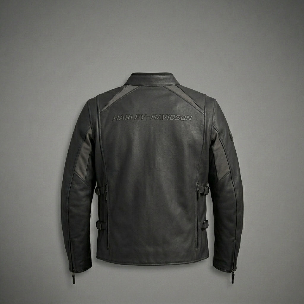 Herren-Bikerjacke aus mattem schwarzem Leder – verstellbare Schnalle im Moto-Stil