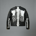 Herren Skelett Knochen Lederjacke – Echtes Leder Streetwear Biker Stil