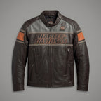Heritage Racing Braune Leder Bikerjacke – Klassischer Harley Moto Stil