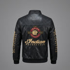 Men’s Indian-Style Leather Racing Jacket – Premium Black Moto Bomber