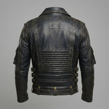 Laden Sie das Bild in den Galerie-Viewer, Herren-Leder-Rennjacke im Indianer-Stil – Rot-Schwarz-Motorrad-Bomberjacke
