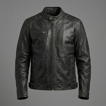 Laden Sie das Bild in den Galerie-Viewer, Herren Totenkopf Distressed Leder Bikerjacke – Harley-Style Moto
