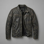 Herren Harley-Davidson Stil Heritage Geprägte Leder Bikerjacke